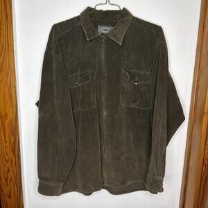Vintage Point Zero Full Zip Corduroy Shirt Jacket Men's XL Black 90s Hong Kong